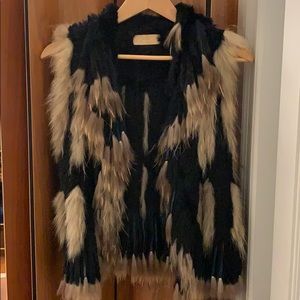 Rabbit Fur gilet by Ducie London. Black and brown